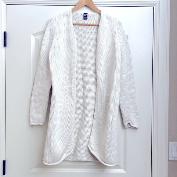 Gap 100% cotton cardigan Women’s L heavy weight knit warm open front long line - Picture 1 of 5